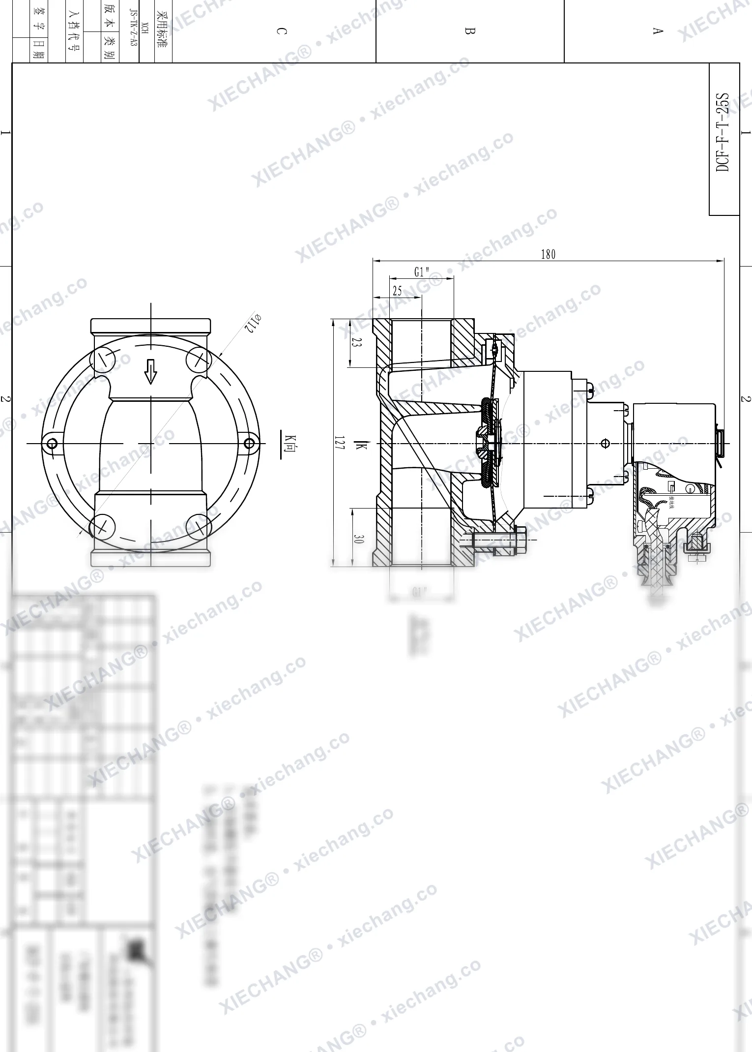 DCF-F-T-25S · 1" (DN25) · patlamaya dayanıklı düz geçişli darbeli valf — Montaj Çizimi