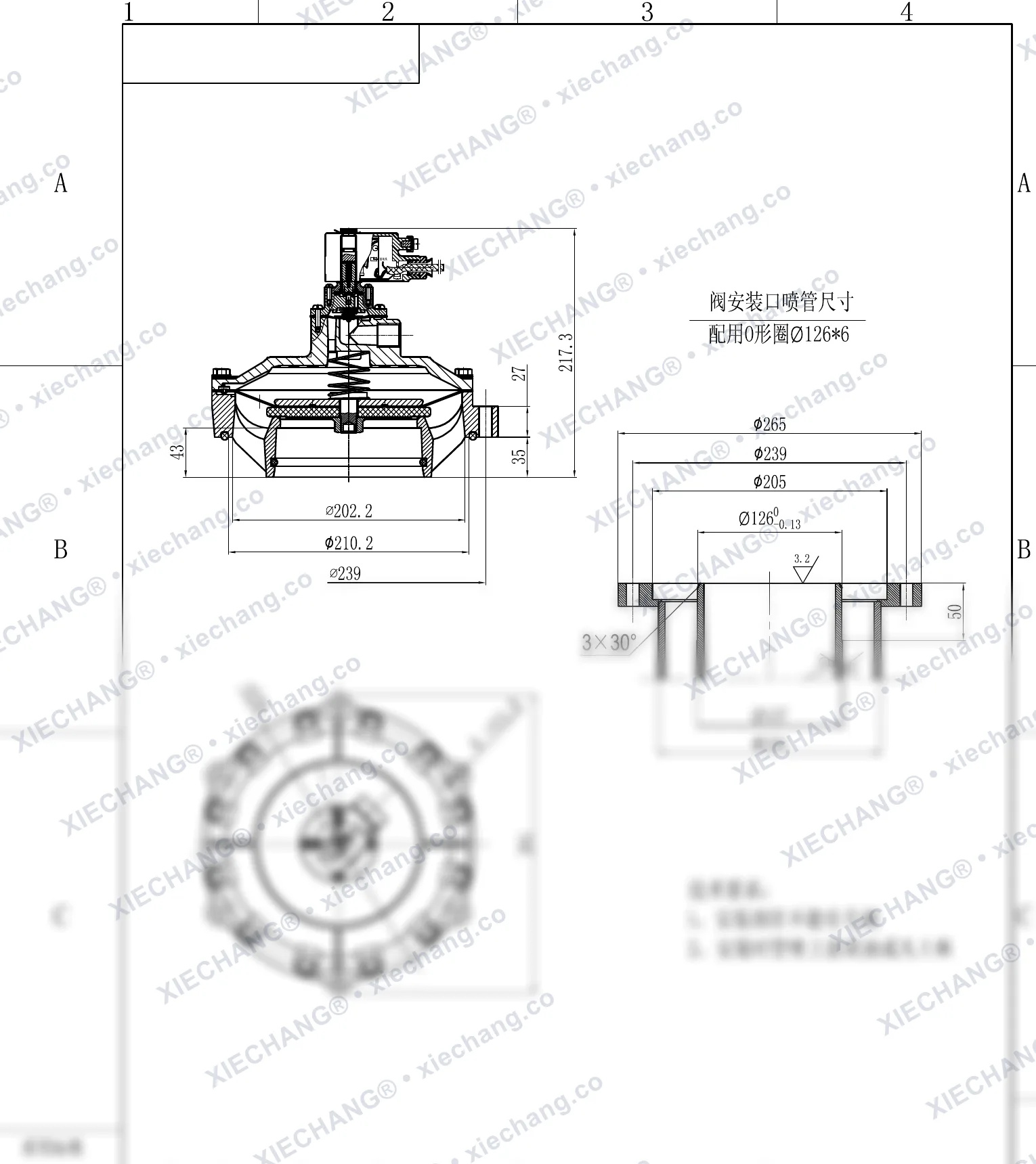 DCF-F-Y-115S · 4.5" · patlamaya dayanıklı daldırmalı darbeli valf — Montaj Çizimi