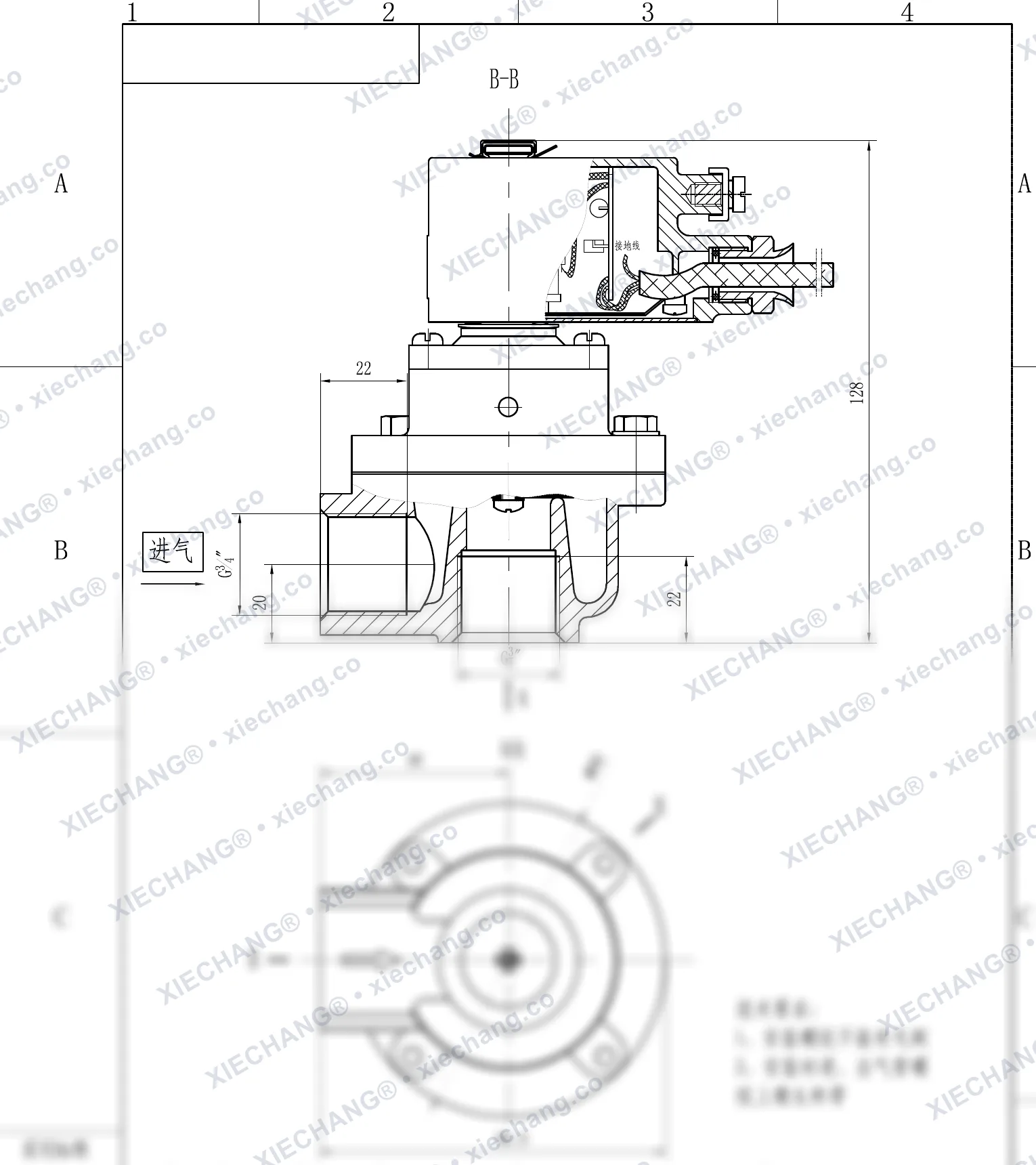 DCF-F-Z-20 · 3/4" · patlamaya dayanıklı dik açılı darbeli valf — Montaj Çizimi