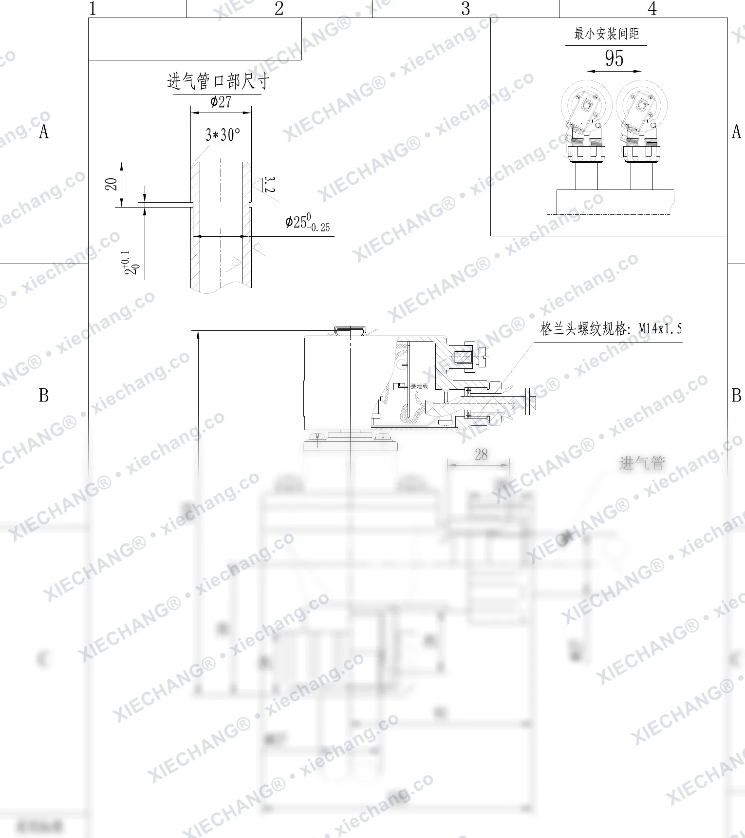 DCF-F-ZM-20-C · 3/4" · patlamaya dayanıklı erkek dişli darbeli valf — Montaj Çizimi