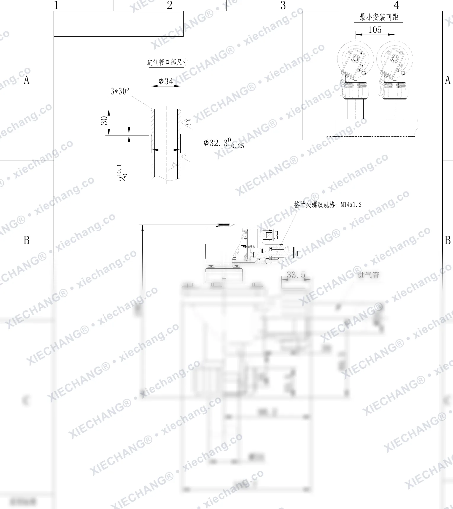 DCF-F-ZM-25-C · 1" · patlamaya dayanıklı erkek dişli darbeli valf — Montaj Çizimi