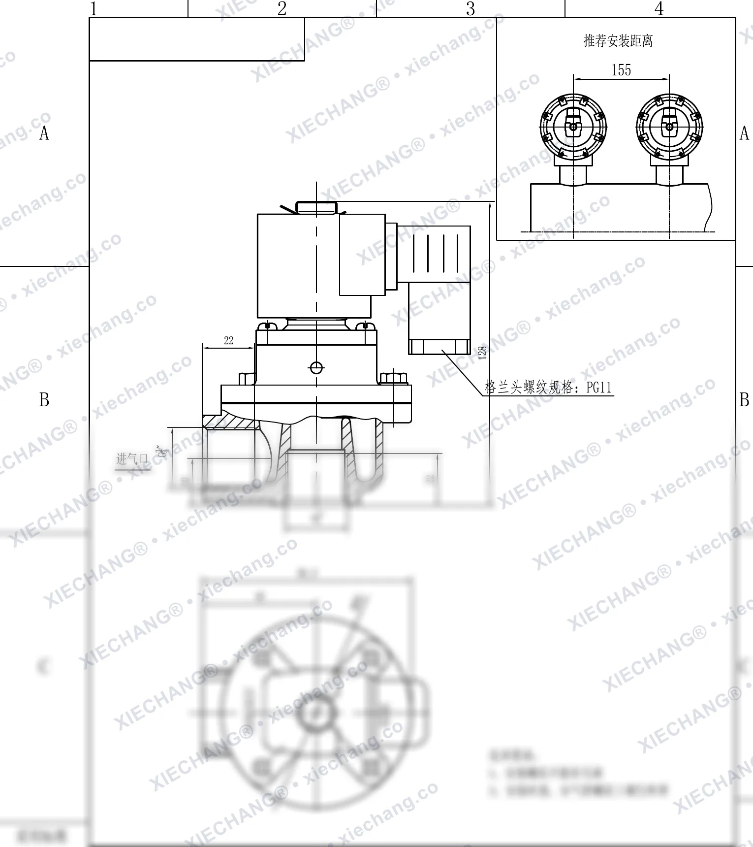 DCF-Z-20 · 3/4" · dik açılı darbeli valf — Montaj Çizimi