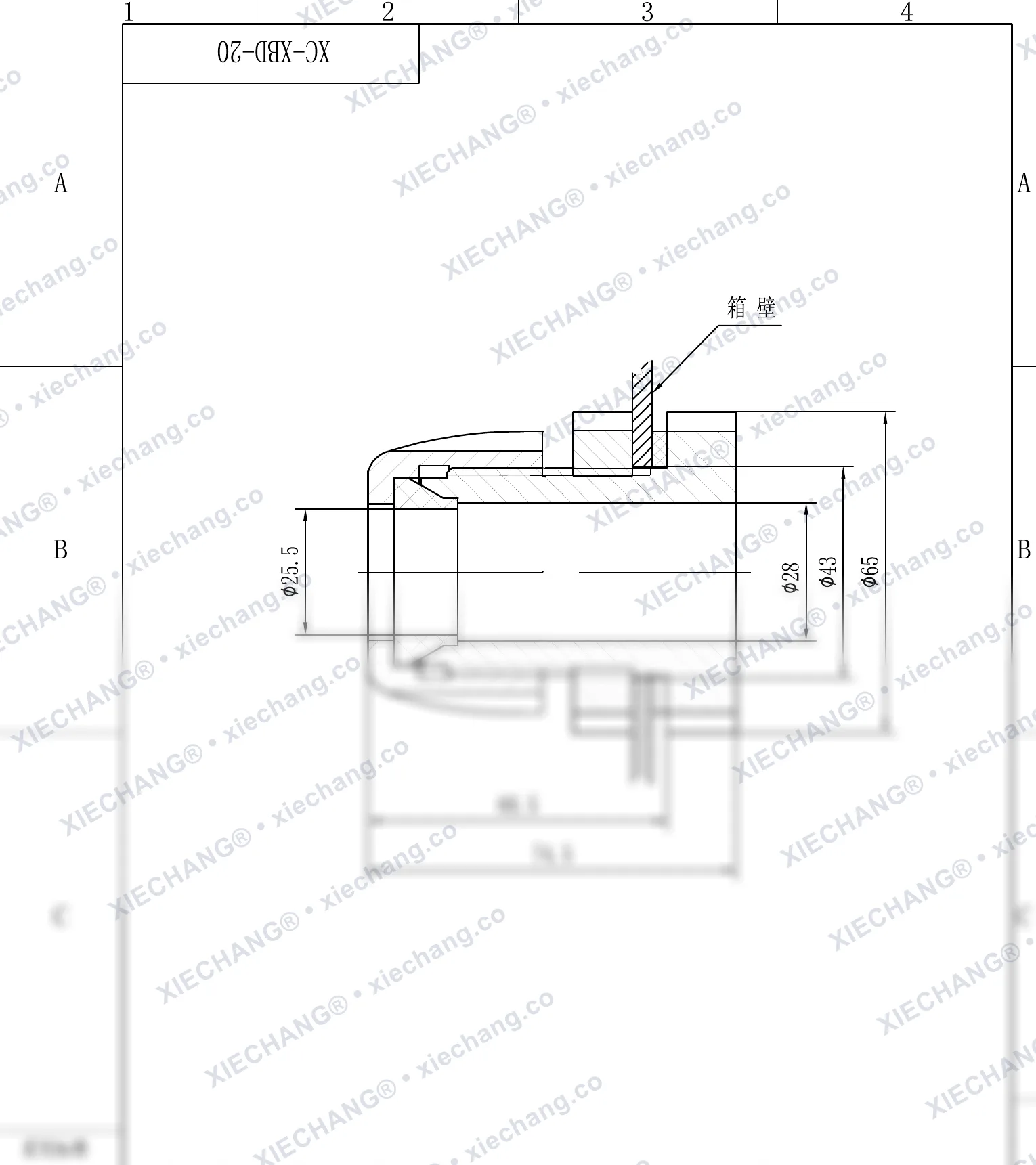 XC-XBD-20 · DN20 · tek dişli ara bölme rakoru — Montaj Çizimi